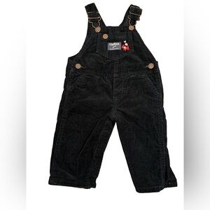 OshKosh B’gosh Baby Girl Black Corduroy Overalls 6 Months Snap Leg